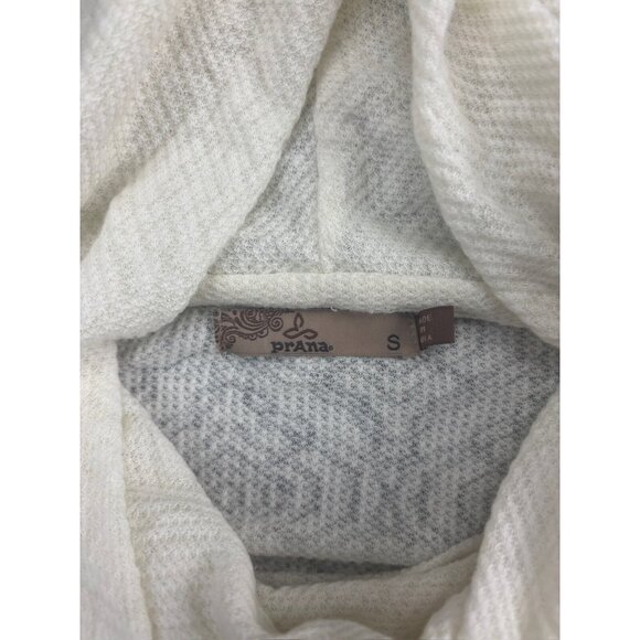 Prana Cowl Neck Sweater Women's Small Ivory Geometric Long Sleeve Pullover - Picture 4 of 6